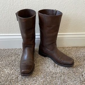 Frye Casual Moto Style Boots, Brown, Size 6